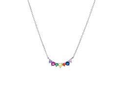 AGAIN Jewelry Stříbrný náhrdelník s barevnými zirkony AJNA0003