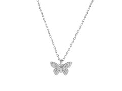 AGAIN Jewelry Stříbrný náhrdelník s motýlkem AJNA0005 (řetízek, přívěsek)