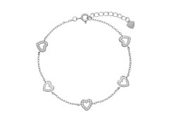 AGAIN Jewelry Stříbrný náramek se srdíčky AJNR0005