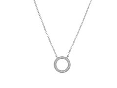 AGAIN Jewelry Třpytivý stříbrný náhrdelník Kroužek AJNA0019