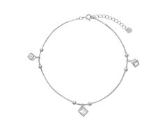 AGAIN Jewelry Třpytivý stříbrný náramek na kotník s kubickými zirkony AJNH0003