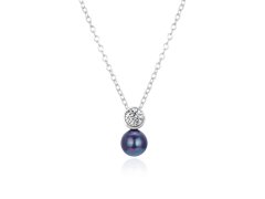 Agato Elegantní stříbrný náhrdelník s černou perlou AGS1557/47P-BLACK