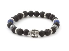Agato Korálkový náramek z lávového kamene, achátu a Lapis lazuli MINK115/19