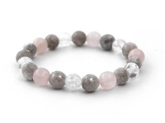 Agato Korálkový náramek z&nbsp;růženínu, jadeitu a&nbsp;kříšťálu MINK125/17