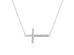 Agato Stříbrný náhrdelník Křížek se zirkony AGS1541/47