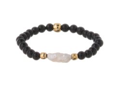 Alisia Pozlacený korálkový prsten s&nbsp;pravou perlou a&nbsp;achátem AL5258.01.000.D 57 mm