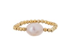 Alisia Pozlacený kuličkový prsten s&nbsp;pravou perlou AL4640.01.000.D 57 mm