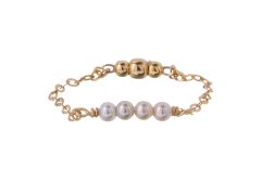 Alisia Řetízkový pozlacený prsten se syntetickými perlami AL5168.01.000.D 57 mm