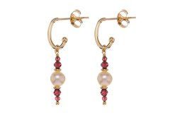 Alisia Visací pozlacené náušnice s&nbsp;granáty a&nbsp;pravými perlami AL5184.01.029