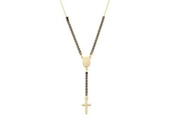 Amen Jedinečný pozlacený náhrdelník s černými zirkony Rosary CLCRMIGNZ4