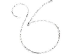Amen Originální stříbrný náhrdelník s perlami Rosary CROBB3