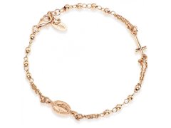 Amen Růžově pozlacený stříbrný náramek Rosary BROR3