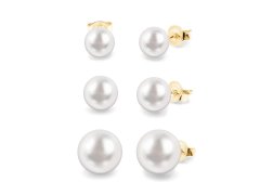 AURA Sada náušnic s perlami Kyoto Pearl TKKP011WYG (3 páry náušnic)