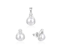Beneto Elegantní stříbrná souprava šperků s pravými perlami AGSET271PL (přívěsek, náušnice)
