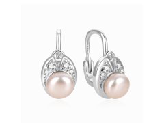Beneto Elegantní stříbrné náušnice s pravými říčními perlami AGUC2579DP