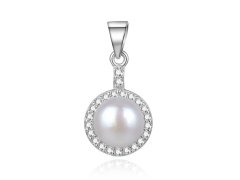 Beneto Elegantní stříbrný přívěsek s říční perlou AGH155P