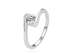 Beneto Elegantní stříbrný prsten s čirým zirkonem AGG367 58 mm