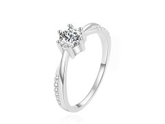 Beneto Krásný stříbrný prsten s čirými zirkony AGG304L 56 mm