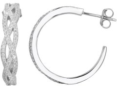 Beneto Luxusní stříbrné náušnice kruhy s krystaly AGUP1173