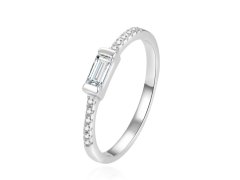 Beneto Minimalistický stříbrný prsten se zirkony AGG407 52 mm