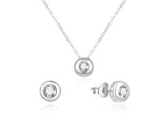 Beneto Něžná stříbrná souprava šperků se zirkony AGSET191R (náhrdelník, náušnice)
