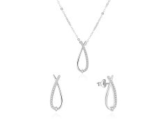 Beneto Oslnivá souprava šperků se zirkony AGSET186R (náhrdelník, náušnice)