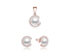 Beneto Set šperků ze stříbra s&nbsp;pravými perlami AGSET285P-ROSE (přívěsek, náušnice)