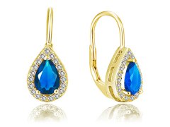 Beneto Pozlacené náušnice s&nbsp;modrými zirkony AGUC2229-GOLD