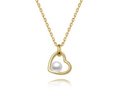 Beneto Pozlacený stříbrný náhrdelník s říční perlou AGS1230/47P-GOLD