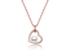 Beneto Pozlacený stříbrný náhrdelník s říční perlou AGS1230/47P-ROSE