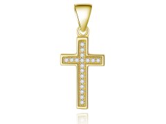 Beneto Pozlacený stříbrný přívěsek Křížek AGH589-GOLD