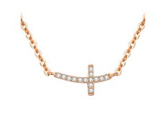 Beneto Růžově pozlacený stříbrný náhrdelník s křížkem AGS546/47-ROSE