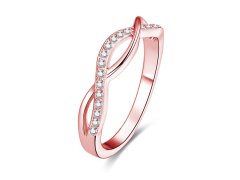 Beneto Růžově pozlacený stříbrný prsten s&nbsp;krystaly AGG191 50 mm