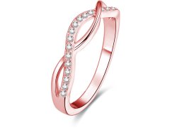 Beneto Růžově pozlacený stříbrný prsten s krystaly AGG191 54 mm