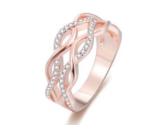Beneto Růžově pozlacený stříbrný prsten se zirkony AGG333 50 mm