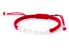Beneto Šňůrkový červený kabala náramek s pravými perlami AGB549
