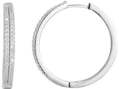 Beneto Stříbrné náušnice kruhy s krystaly AGU1154