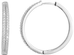 Beneto Stříbrné náušnice kruhy s krystaly AGU1155