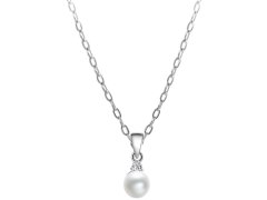 Beneto Stříbrný náhrdelník s pravou perlou AGS906/45 (řetízek, přívěsek)