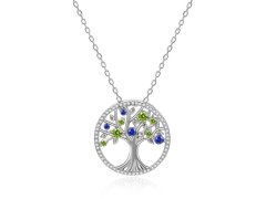 Beneto Stříbrný náhrdelník s třpytivými zirkony Strom života AGS1232/47