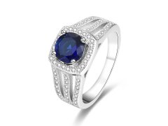 Beneto Stříbrný prsten s modrým krystalem AGG326 56 mm