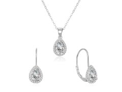 Beneto Třpytivá stříbrná souprava šperků se zirkony AGSET194R (náhrdelník, náušnice)