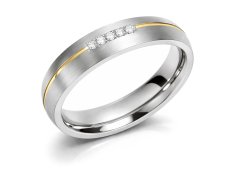 Boccia Titanium Pozlacený titanový snubní prsten s&nbsp;diamanty 0130-04 61 mm