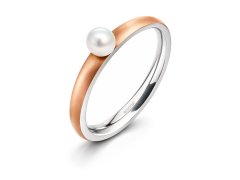 Boccia Titanium Růžově pozlacený titanový prsten s&nbsp;perličkou 0145-03 56 mm