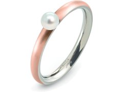 Boccia Titanium Růžově pozlacený titanový prsten s perličkou 0145-03 49 mm
