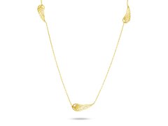 Brilio Hravý náhrdelník ze žlutého zlata s andělskými křídly NCL067AUY