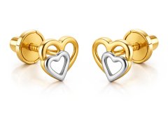 Brilio Romantické bicolor náušnice ze zlata Srdíčka 14/162.572/17