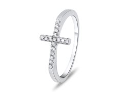Brilio Silver Blýštivý dámský prsten s čirými zirkony RI017W 50 mm