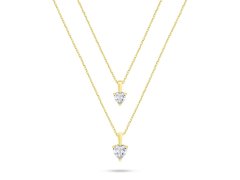 Brilio Silver Dvojitý pozlacený náhrdelník se zirkony Srdce NCL160Y