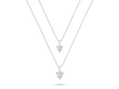 Brilio Silver Dvojitý stříbrný náhrdelník se zirkony Srdce NCL160W
